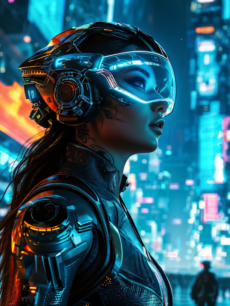 woman, future, helmet